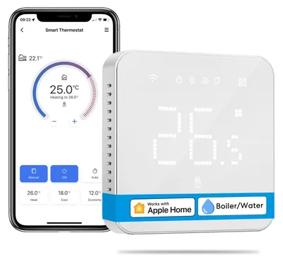 Produktbild von Meross Smart Thermostate Boiler WiFi Heizungsthermostat Raumthermostat WiFi Thermostat Heizen & Kühlen Intelligentes Wandthermostat für Siri & Google Voice Fehlausrichtung, Fernbedienung