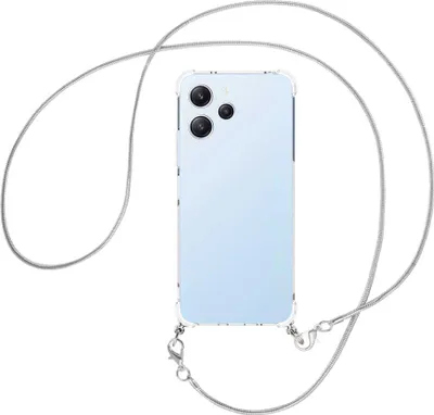 Produktbild von Handykette Backcover-Schutzhülle mit Band (Metall silberfarben) für Xiaomi Redmi 12 (6.79'') - silberfarbene Snake-Kette
