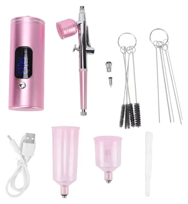 Obrázek produktu pro Sada na airbrush s kompresorem, nastavitelným tlakem (30 PSI), bezdrátovým ručním airbrushem s tryskou o průměru 0,35 mmprolak na nehty, make-up a štětce