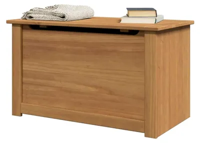 Produktbild von Holztruhe, Spielzeugkiste mit Stauraum und Deckel, Auflagenbox, Kissenbox, Aufbewahrungsbox aus massivem Kiefernholz