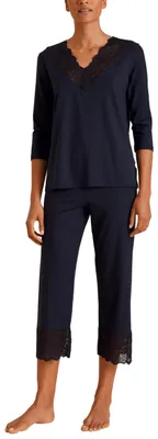 Productafbeelding van CALIDA Elegant Dreams pyjama voor dames, model 7/8, donkerblauw (Lapis Blue), maat 40-42