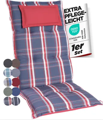 Produktbild von Gardisun Hochlehner Auflagenkissen Polyester 6,5cm mit Kopfteil - Gartenstuhlauflage - Polsterkissen -  EU