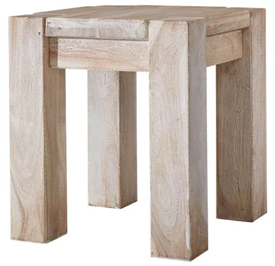 Immagine prodotto di MASSIVMOEBEL24 | sgabello in legno di Acacia 40x40x45 pietra bianca sbiancato NATURE WHITE #10