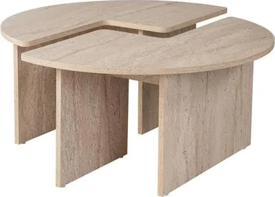 Immagine prodotto di Tavolino, MOIRA, rotondo, effetto marmo travertino, 90 x 90 x 41 cm