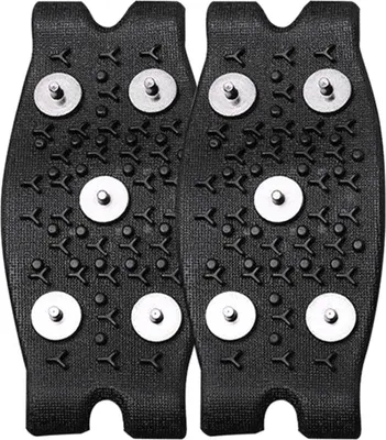 Produktbild von 1 Paar Steigeisen mit 5 reflektierenden Stahlbolzen für Herren und Damen, für den Winter, zum Wandern im Freien, für EIS und Schnee, elastische rutschfeste Schuhe, Stiefelspikes