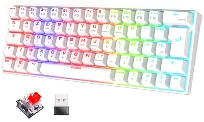 Image de Clavier de jeu sans fil et RGB Bluetooth, format TKL AZERTY ultra compact (60%)