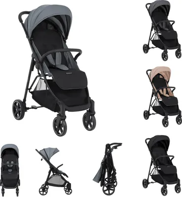 Obrázek produktu pro Kočárek Kikkaboo, kočárek Alexa 22 kg skládací, nastavitelná opěrka zad, šedé pásy