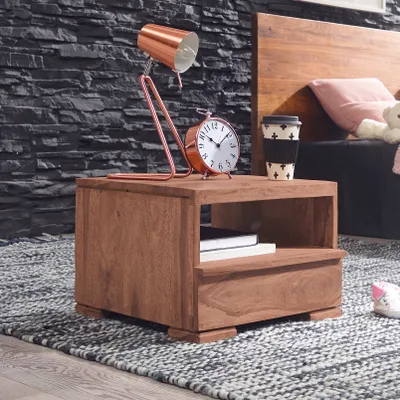 Produktbild von FineBuy Nachttisch Massivholz Nachtkommode 30 cm Schublade Nachtschrank Landhaus
