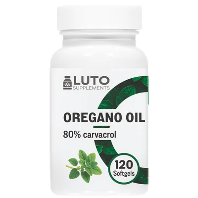 Produktbild von LUTO Supplements Oreganoöl 150 mg mit 80 % Carvacrol – 120 Softgel-Kapseln