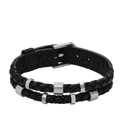 Image de FOSSIL bracelet Leather Essentials Bracelet Black noir