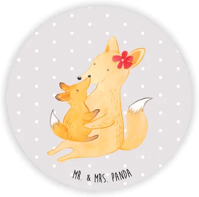 Produktbild von Mr. & Mrs. Panda magnet Fuchs Mama - Grau Pastell - Geschenk, Schoß, Muttertag, zettelhalter, Mutter, Tochter, für kühlschrank, Kühlschrankmagnet, pinnwand