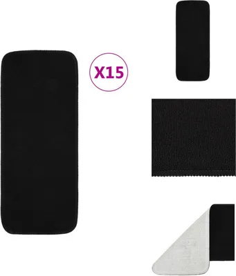 Obrázok produktu pre vidaXL Protišmykové rohože 15 ks 60x25 cm čierne obdĺžnikové - Rohože