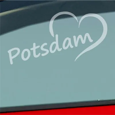 Produktbild von Auto Aufkleber Potsdam Herz Stadt City Love Liebe Heimat 16x8 cm Milchglas Sticker Heckscheibenaufkleber