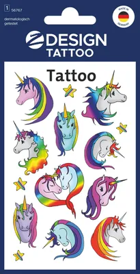 Produktbild von AVERY Zweckform ZDesign Kids Tattoos "Einhorn" 1 Blatt à 10 Tattoos