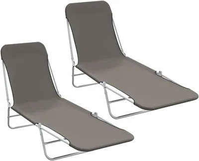 Produktbild von 2 klappbare Sonnenliegen aus Stahl und Stoff in Grau