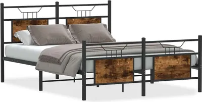 Produktbild von vidaXL Bettgestell ohne Matratze Räuchereiche 140x200 cm Holzwerkstoff