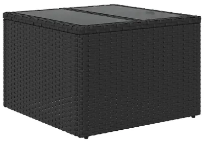 Produktbild von vidaXL Gartentisch mit Glasplatte Schwarz 55 x 55 x 37 cm Poly Rattan