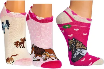 Produktbild von TippTexx 24 6 Paar Kinder Sneakersocken, für Mädchen & Jungen, Romantik Pferd, Größe 23-26