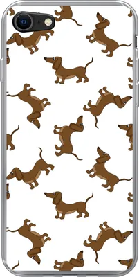 Produktbild von MuchoWow® Handyhülle Schutzhülle Hülle für Telefoonhoesje iPhone SE 2020 Muster - Hund - Dackel - Jungen - Mädchen - Kinder - Kinder Silikon Softcase Handy Hülle - Kartenbesitzer