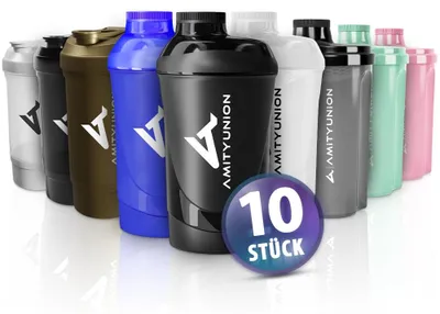 Obrázek produktu pro Sada proteinových šejkrů Deluxe - 10 kusů - MEGA balení: 300 ml, 400 ml, 500 ml, 600 ml, 800 ml