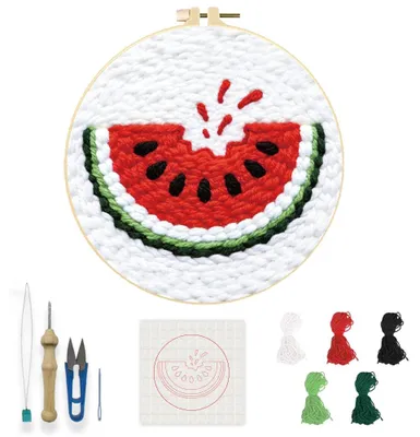 Punch-Nadel-Stickset Wassermelone 22 cm, DIY für Erwachsene, Anfänger