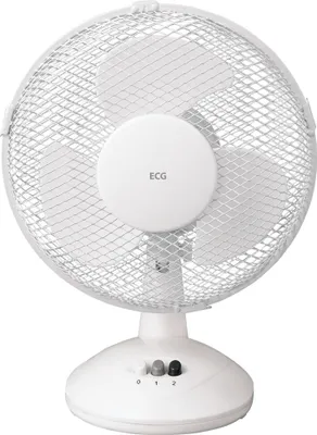 A white ECG brand table fan.