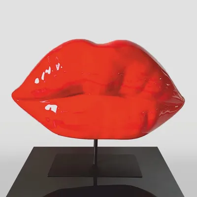 Produktbild von Casa Padrino XXL Deko Lippen Mund mit Ständer Rot / Schwarz 120 cm - Deko Accessoires