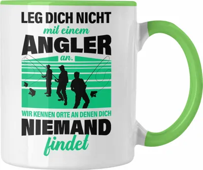 Produktbild von Trendation - Angler Tasse Geschenk für Männer Spruch Lustig für Fischer Geschenkidee Angeln Becher (Grün)