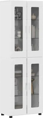 Zdjęcie produktu dla Highboard z półką FLORIN Wysoki połysk biały 60 x 35 x 182 cm
