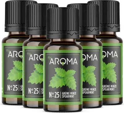 Produktbild von myAROMA flavour drops Grüne Minze 5x10ml – Zuckerfrei, Kalorienfrei & Vegan, Natürliches Aroma Nr. 25