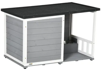 Produktbild von PawHut Hundehütte, Tannenholz, Hundehaus, Kleintierhaus mit 2 Schüsseln, Outdoor