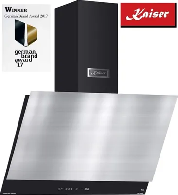Produktbild von Kaiser AT 6410 FR ECO Dunstabzugshaube 60cm kopffrei Wandhaube Edelstahl Schwarz Glas 1250m³/h