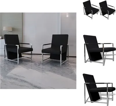Produktbild von vidaXL Sessel 2 Stk. Verchromtes Gestell Schwarz Kunstleder -  Sessel