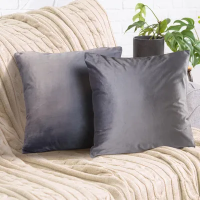 Produktbild von 2er Set Kissenbezug 45x45cm, Samt flauschig weich, mit verstecktem Reißverschluss