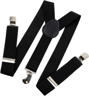 Immagine prodotto di Bretelle spesse unisex per pantaloni, nere, in  ecologica, lunghezza regolabile 60-100 cm