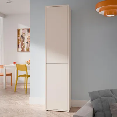 Produktbild von Forte ALICE SPRINGS Hochschrank 50, modern-minimalistisch, 2-türig, Wohn-/Esszimmer, Holzwerkstoff, Kaschmir Beige, 49,8 cm breit x 214,3 cm hoch x 34,9 cm tief