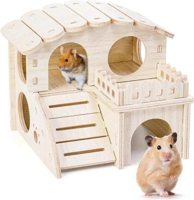 Produktbild von Hamster-Haus - Tierspielplatz - Knausel-Maze - Doppelstock - 14x13x12,5 cm - Braun
