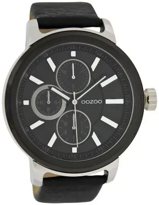 Produktbild von Oozoo Herren Lederarmband Uhr Timepieces schwarz matt Analog Quarzuhr UOC6069A