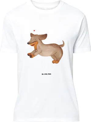 Produktbild von Mr. & Mrs. Panda Größe XL T-Shirt Hund Dackel - Weiß - Geschenk, Sprüche, Dachshund, Shirt, Tshirt, Hunde, Herz, mit Spruch