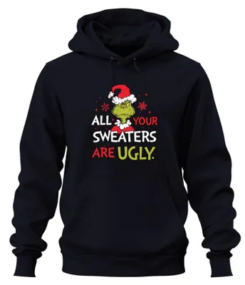 Obrázek produktu pro Uni mikina s kapucí Grinch All Your Sweaters Are Ugly Christmas Funny Gift, Navy, 3XL
