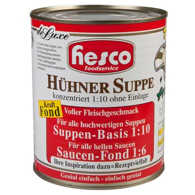 Zdjęcie produktu dla Hesco Zupa z kurczaka First Cass wysoko skoncentrowany wywar z kurczaka 850ml
