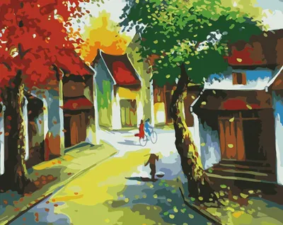 Malen nach Zahlen, Herbstblätter 50x40 cm, Acrylfarbe auf Leinwand
