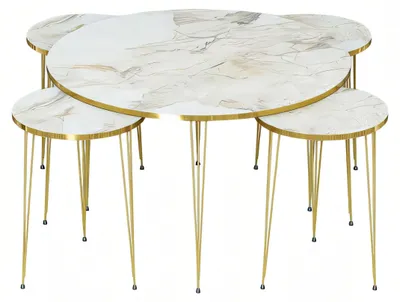 Immagine prodotto di Elegante tavolo in legno bianco con tavolini dal design moderno