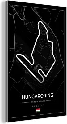 Obrázok produktu pre Nástenná dekorácia Kovový kovový obraz Wall Art 40x60cm F1 - Maďarsko - auto - pretekárska trať - Hungaroring - čierna Muchowow Hliníkové obrazy
