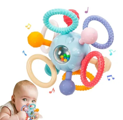 Image de Greifball : Jouet pour bébé en silicone, anneau de dentition, jouet de motricité, hochet, à partir de 3 mois
