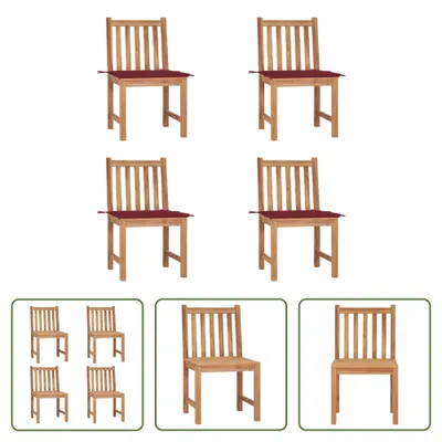 Produktbild von The Living Store Gartenstühle 4 Stk. mit Kissen Massivholz Teak