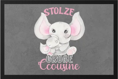 Produktbild von Stolze Große Cousine Fußmatte Family Familien Zusammenhalt Beschützerin Cousinen Liebe Elefanten
