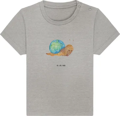 Produktbild von Mr. & Mrs. Panda Babyshirt Schnecke Sir 12. - 18. Monat - Heather Grey - Geschenk, Organic Baby Shirt, Lustige Sprüche, Motivation, Schnecken, Zeit nehmen,  T-Shirt
