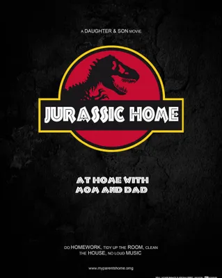 Produktbild von Spaß Kunstdruck Bild - Jurassic Home My Parents' House OMG (50 x 40 cm)