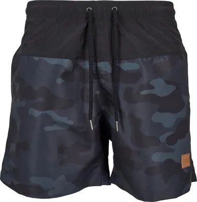 Image de Short de bain pour homme Urban Classics Block Swim Shorts noir/camouflage foncé - 4XL